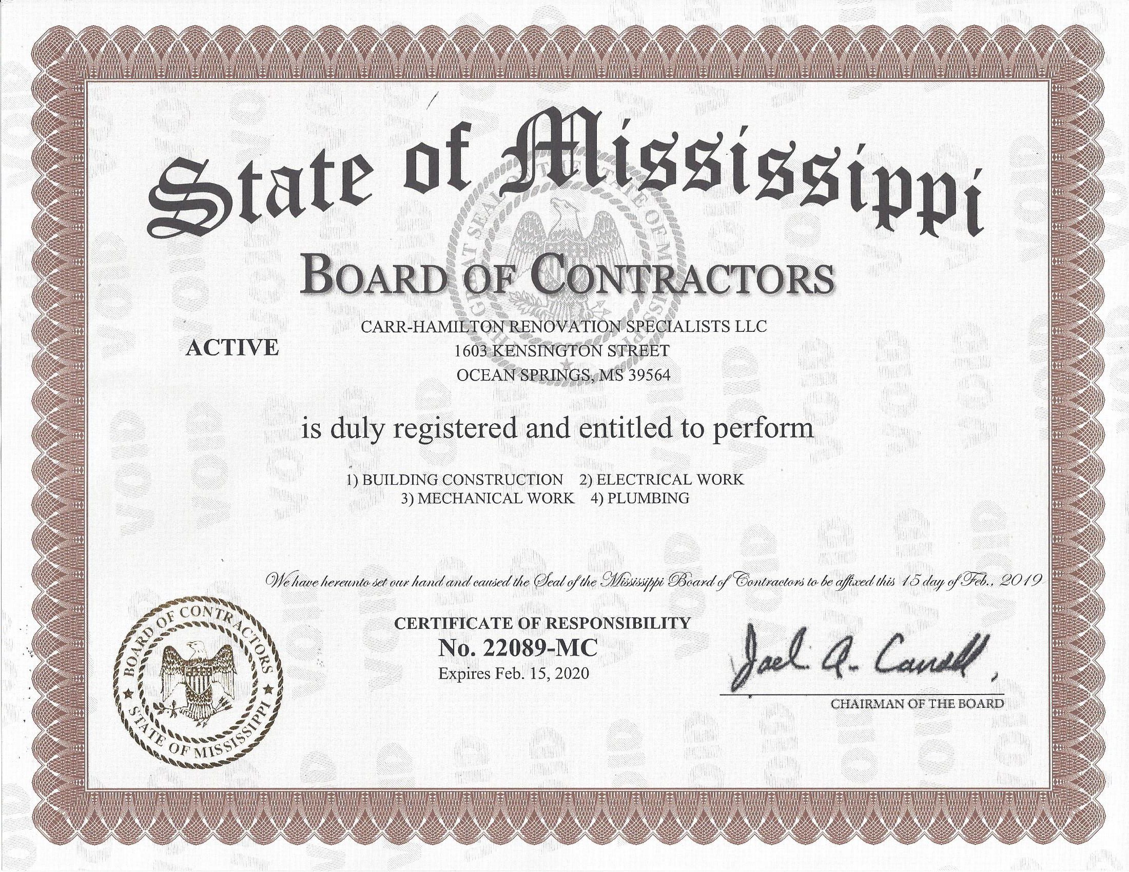 Licensed & Insured Carr Hamilton Renovation Specialists